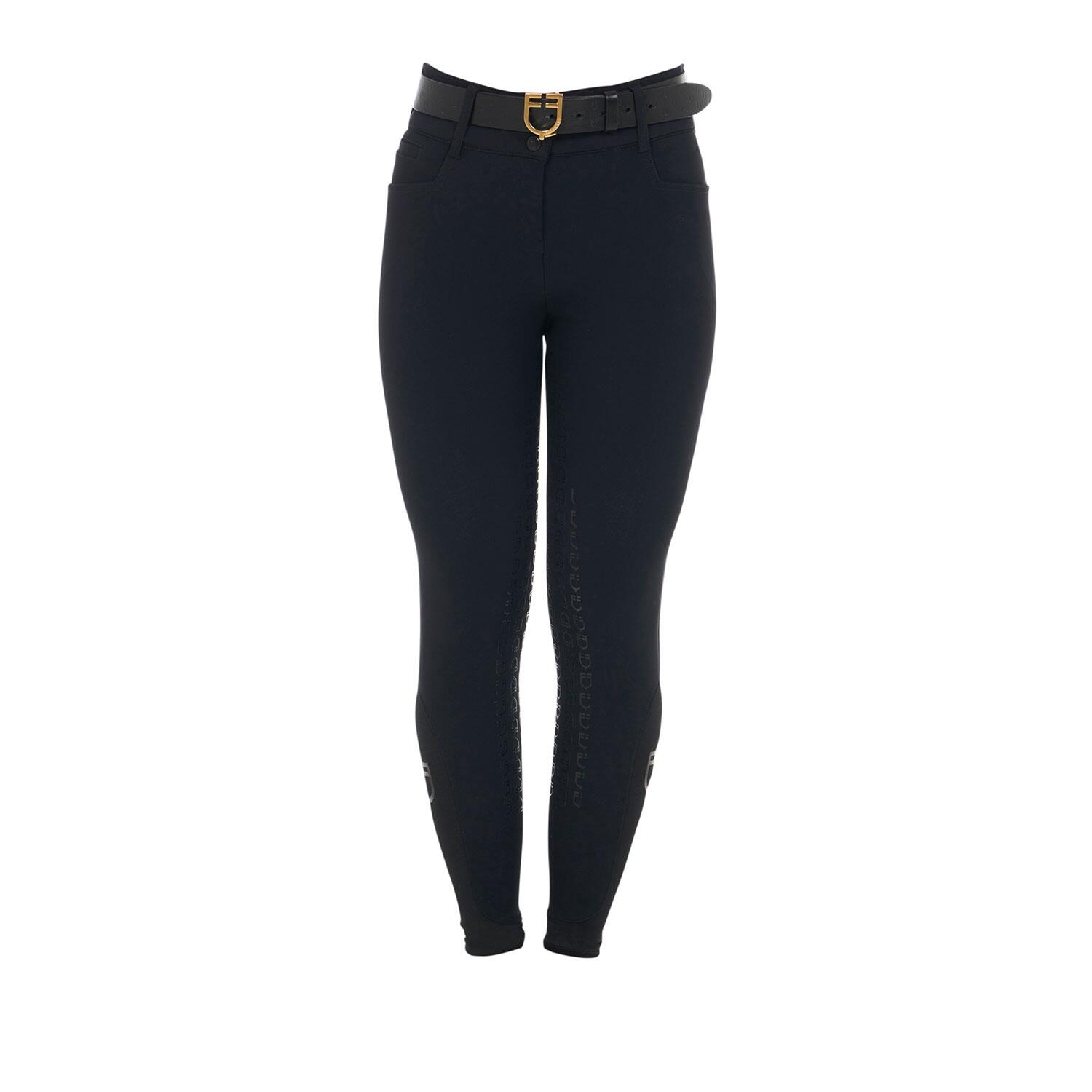 EQUESTRO Black Equestro Dames Rijbroek – Hoge Taille Full Grip