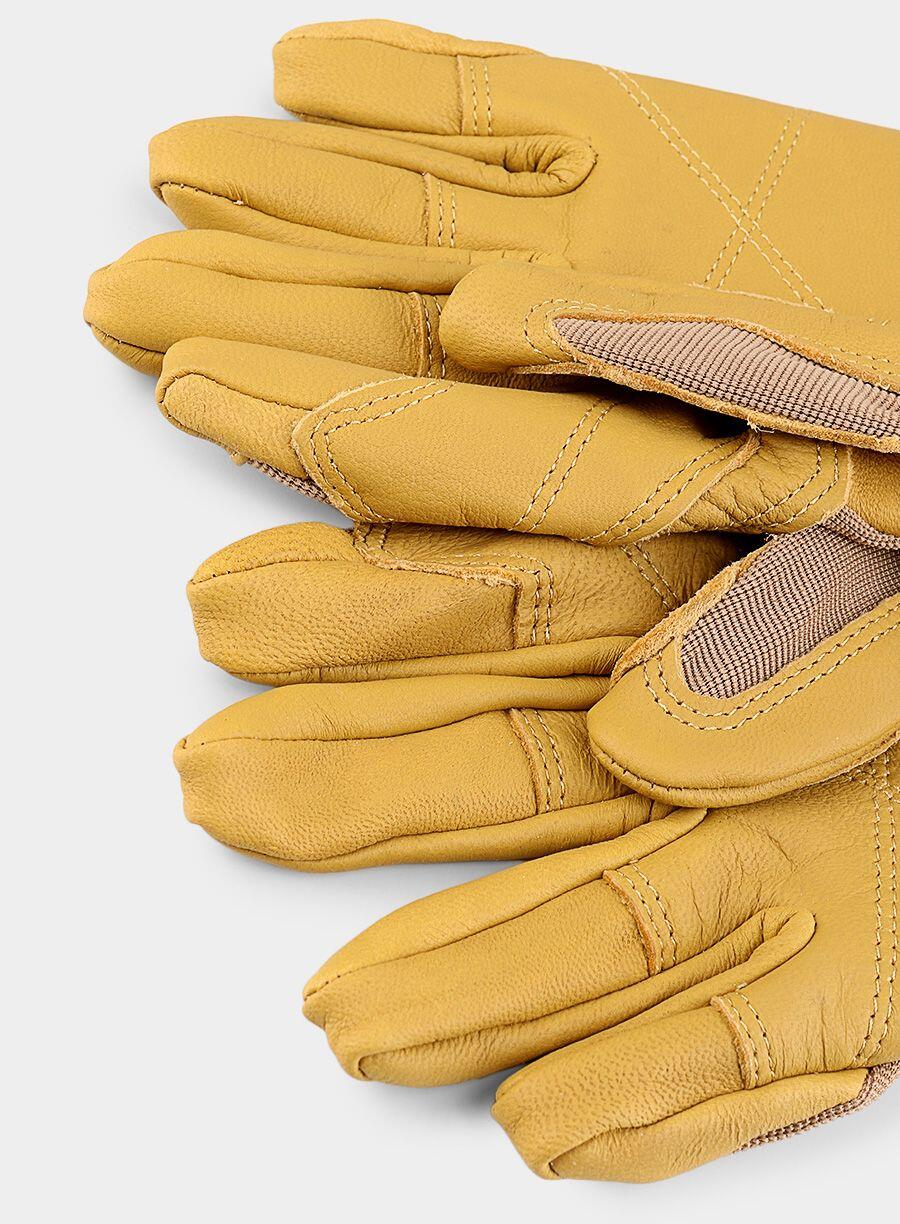 Petzl Cordex S Leder Handschuhe Beige Nylon Neopren Bündchen 3/5