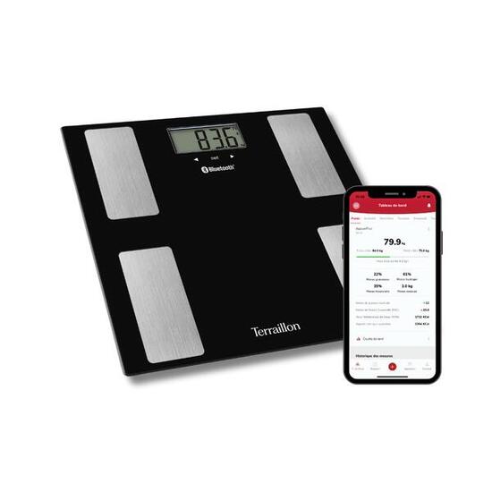 Pèse-personne connecté Bluetooth avec analyse des masses - Smart Connect noir