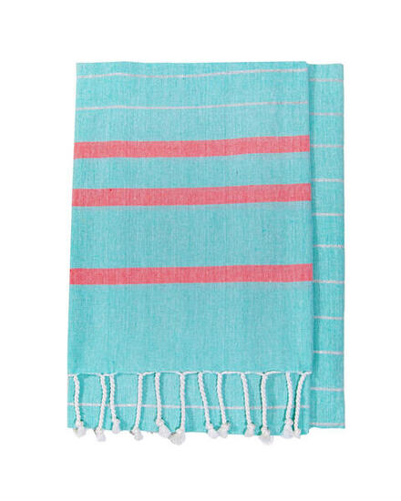 FOUTA G AIGUE-MARINE + ARGENT + CORAIL