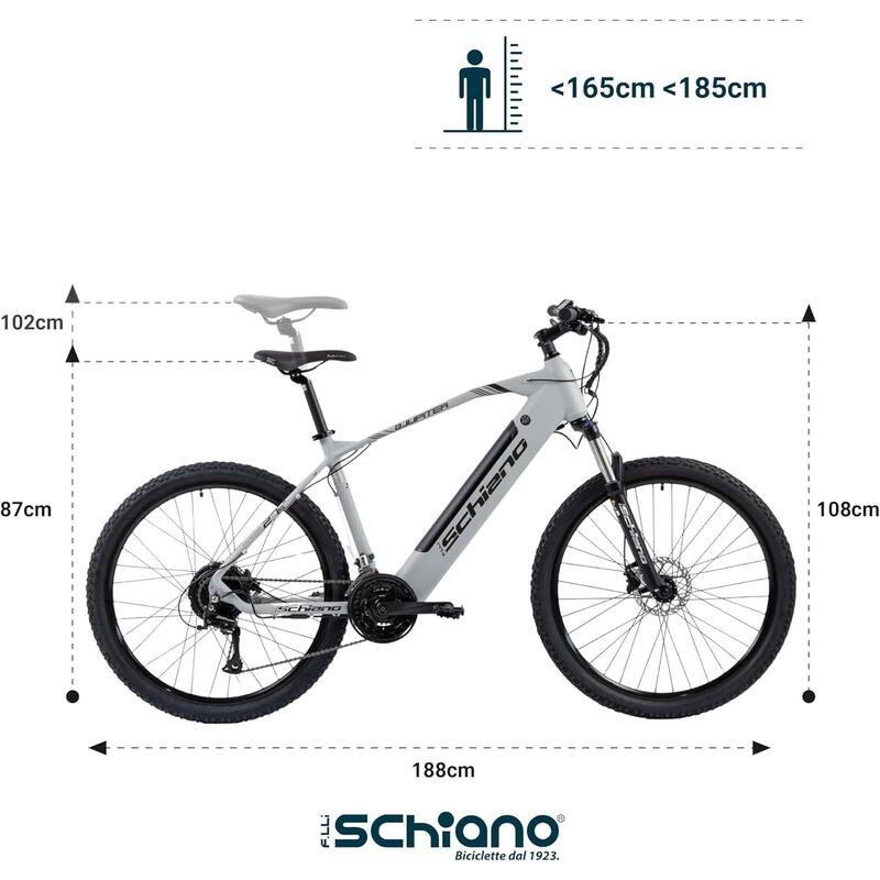 E-Jupiter 27.5" VTT avec assistance au pédalage, gris