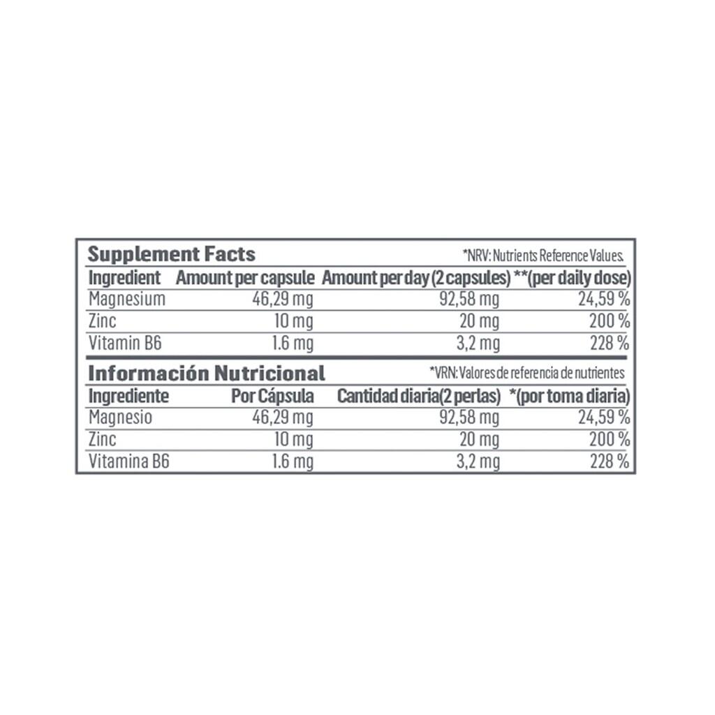 Zinc + Magnesio + B6 | Complejo mineral hormonal | 90 Cápsulas 2/3