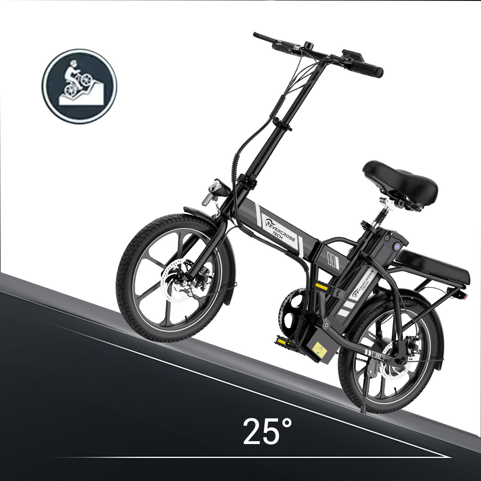 Faltbares Elektrofahrrad 250W – kompakt und leicht – EVERCROSS EK5 Schwarz 4/7
