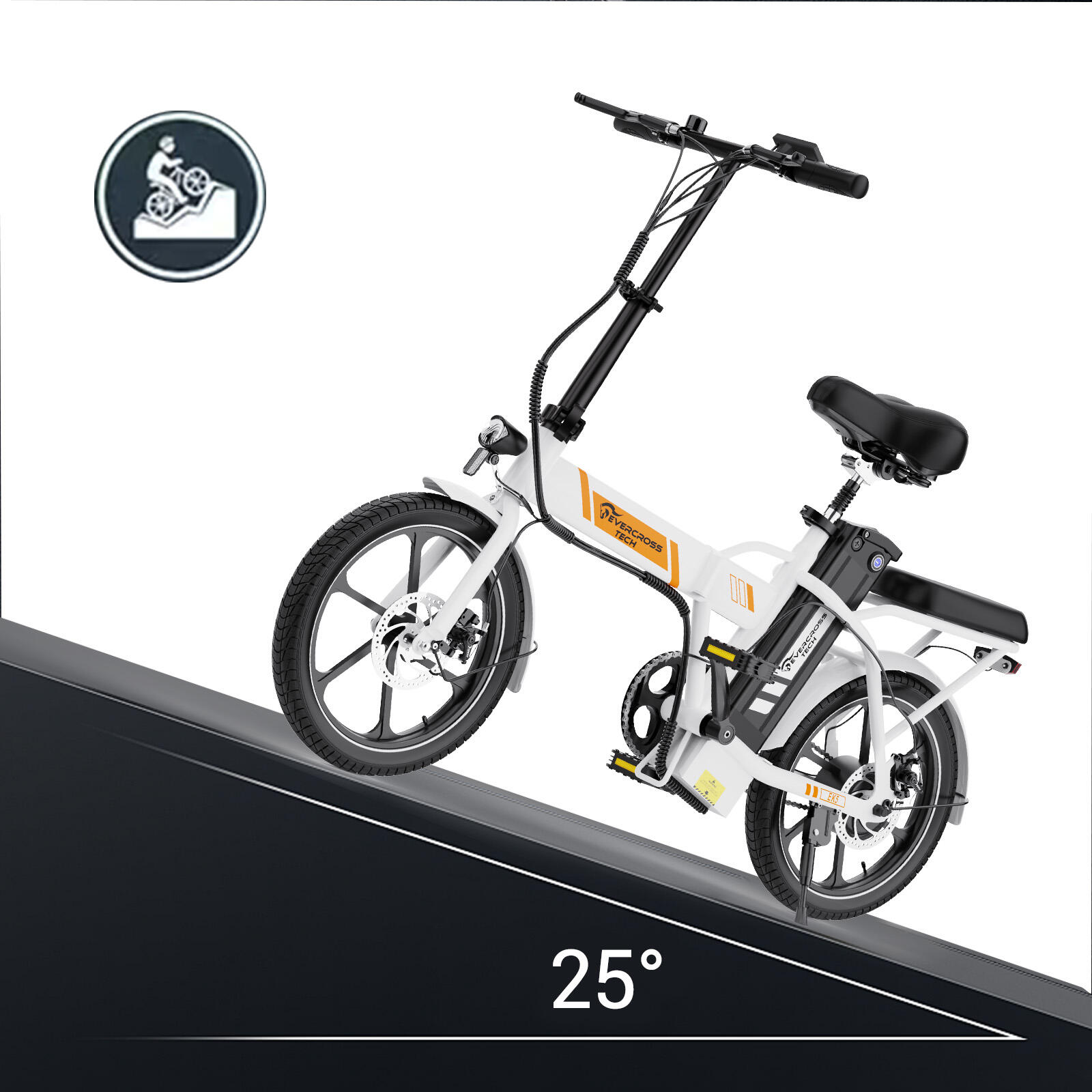 Kompaktes Leichtes Faltbares E-Bike 250W – EVERCROSS EK5 Weiß 5/8