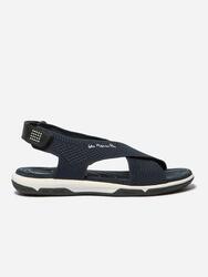 Sandales plates Femme JAZZFIT Bleu, fermeture velcro, talon 32 mm