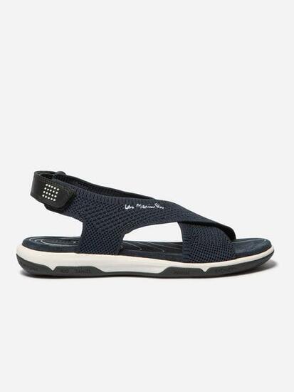 Sandales plates femme JAZZFIT Bleu - Fermeture velcro - Talon 32 mm