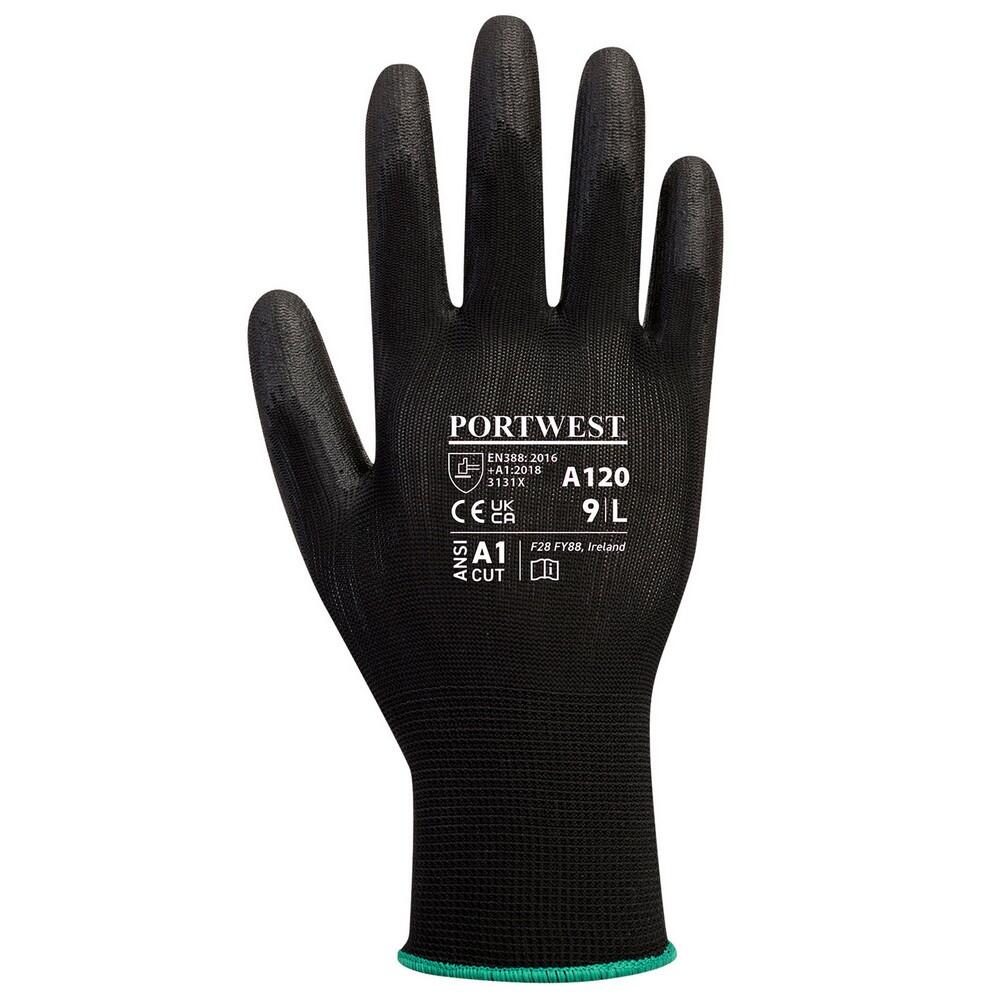Unisex Adult PU Palm Gloves (Black) 1/3