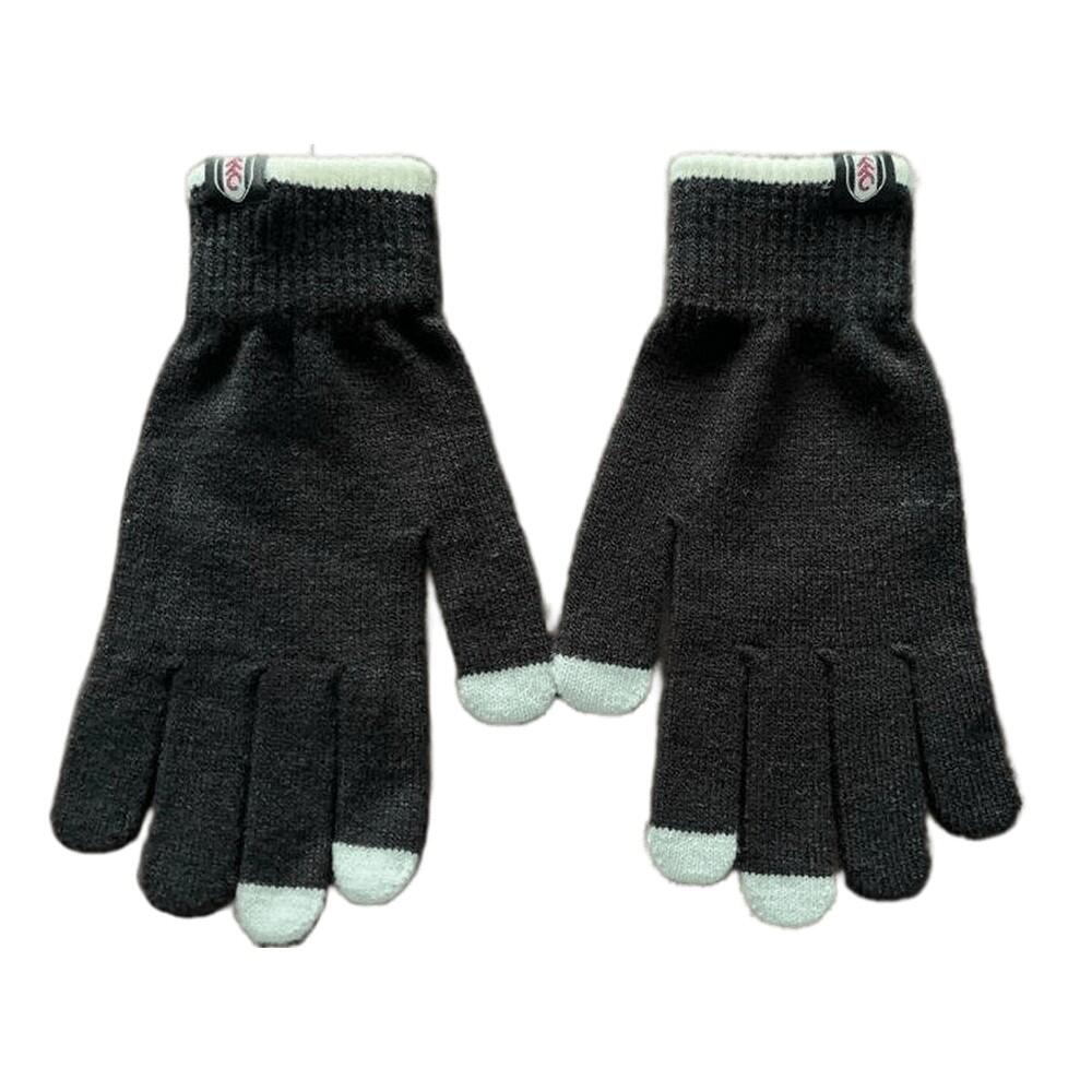 FULHAM FC Unisex Adult Knitted Crest Touch Gloves (Black/White)