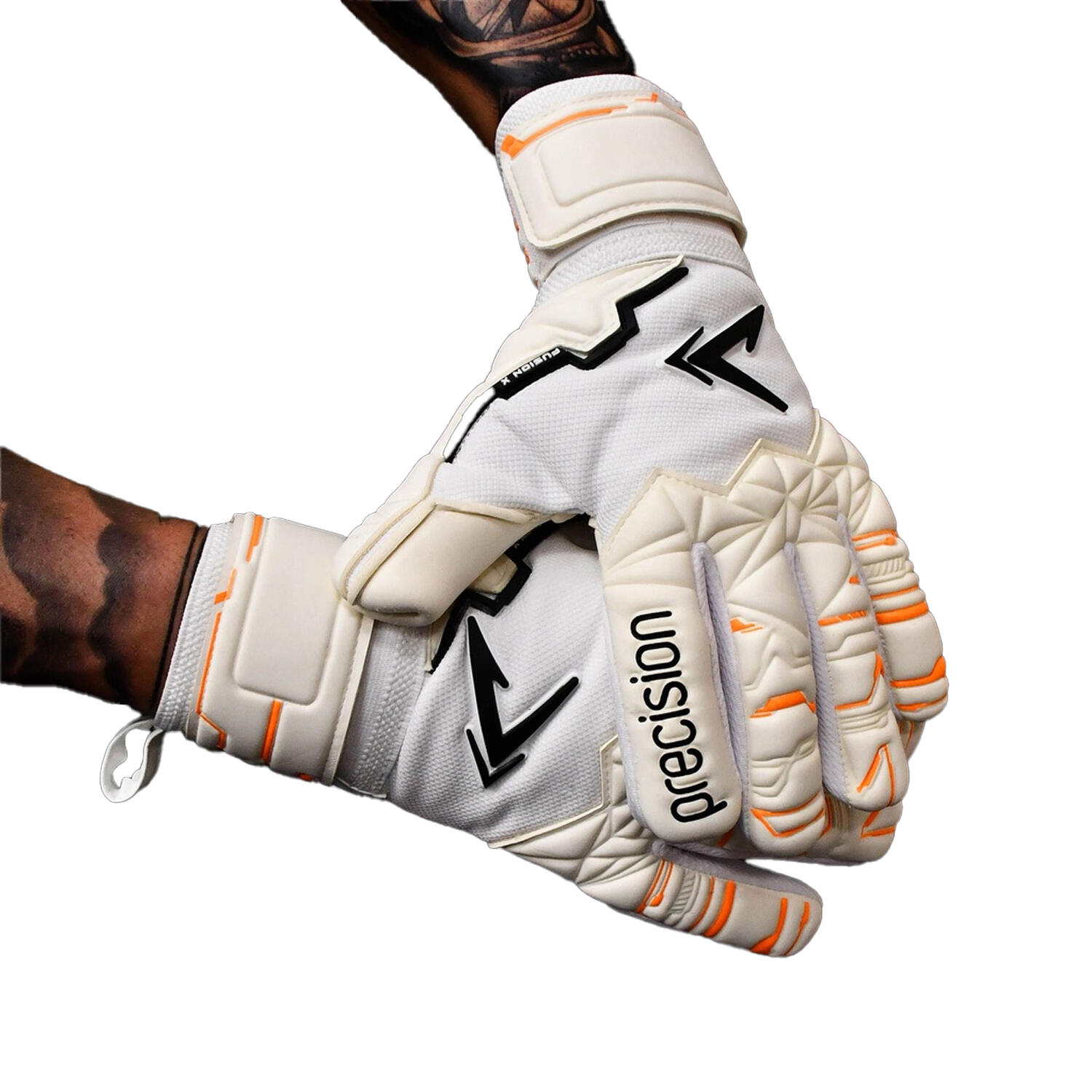 Gants De Gardien De But FUSION NEGATIVE Adulte (Blanc / Orange Fluo / Noir) 4/4