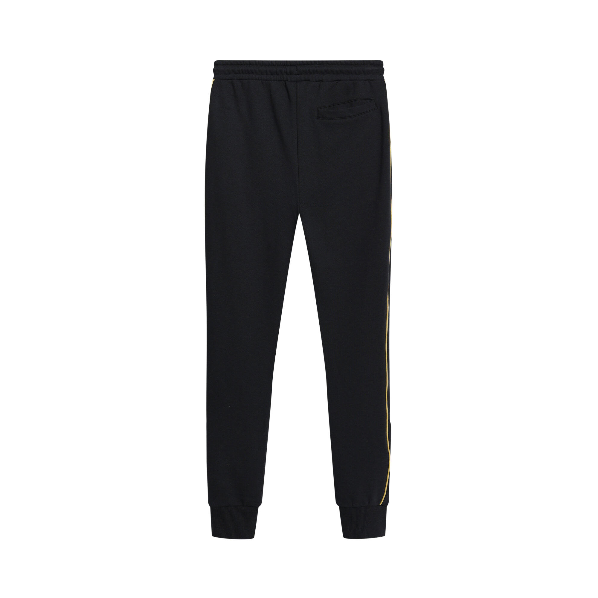 Mens Panelled Jogging Bottoms (Black/Red Dahlia/Antique Gold) 2/2