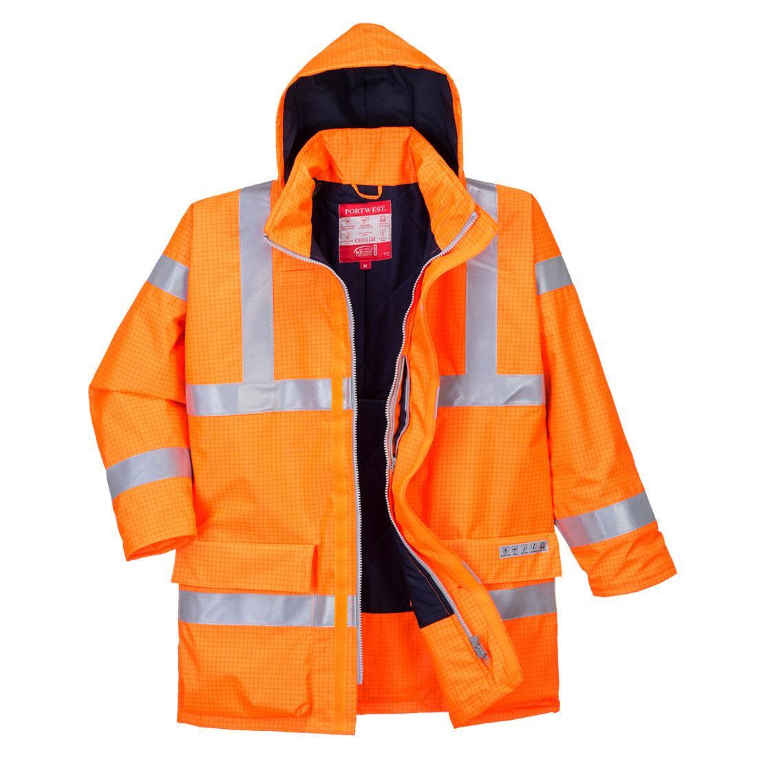 Mens HiVis Bizflame Rain AntiStatic Safety Jacket (Orange) 1/1
