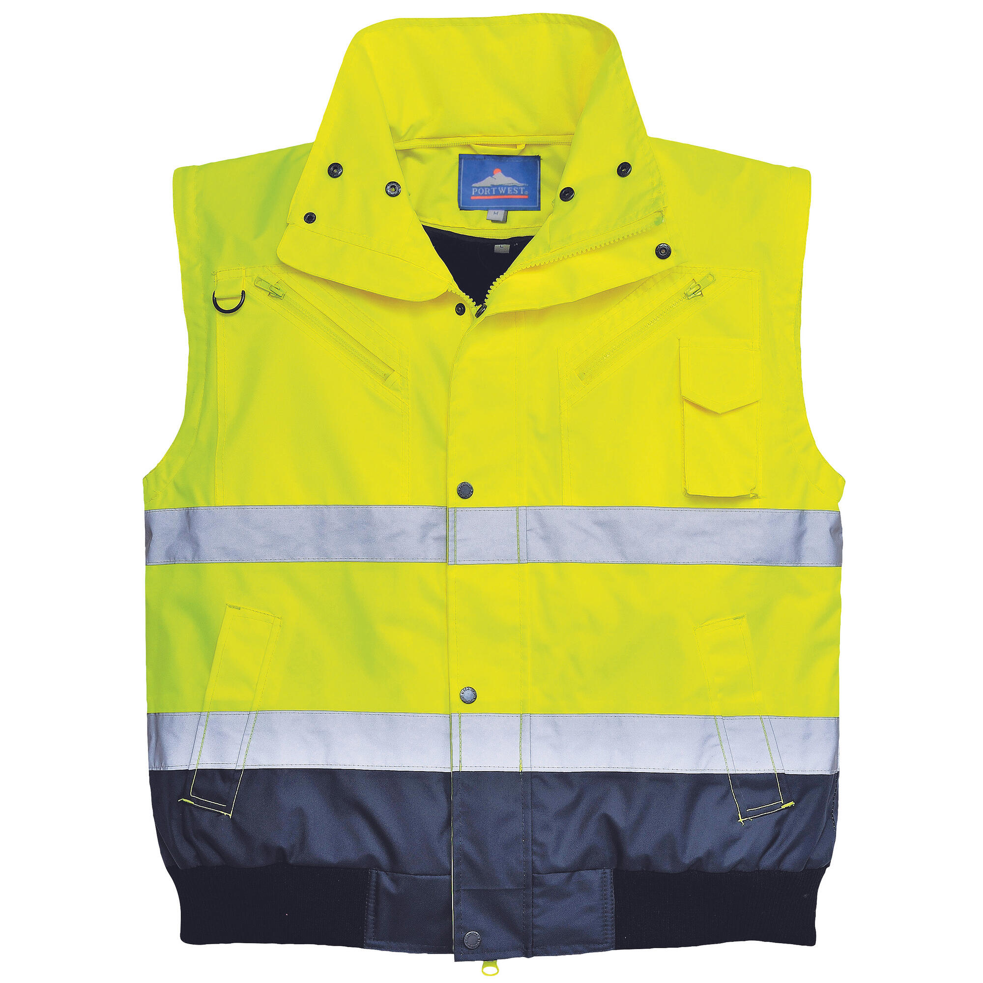 Mens 3 In 1 HiVis Bomber Jacket (C465) / Workwear (Yellow/Navy) 1/2