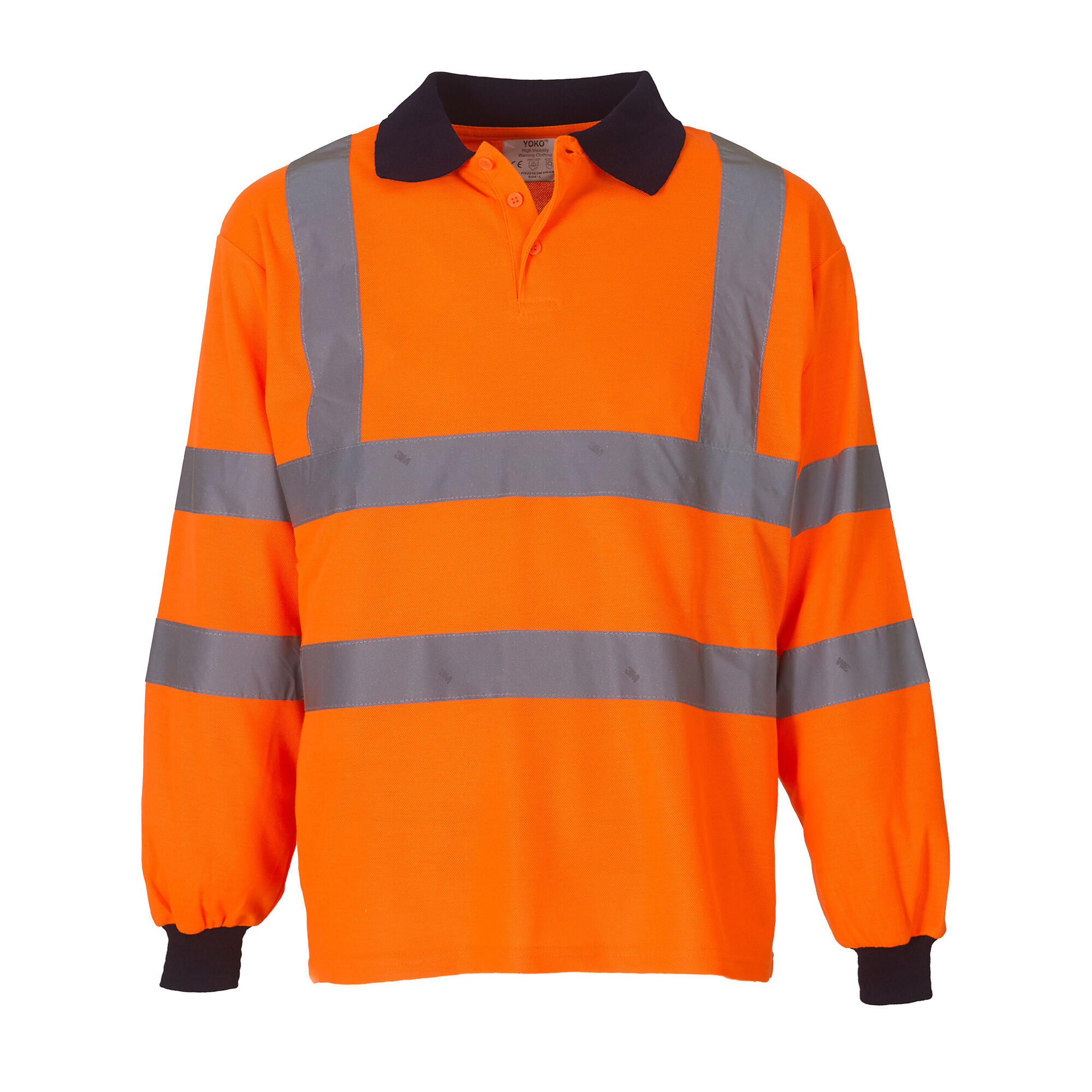 Unisex Adult Safety LongSleeved HiVis Polo Shirt (Orange) 1/1