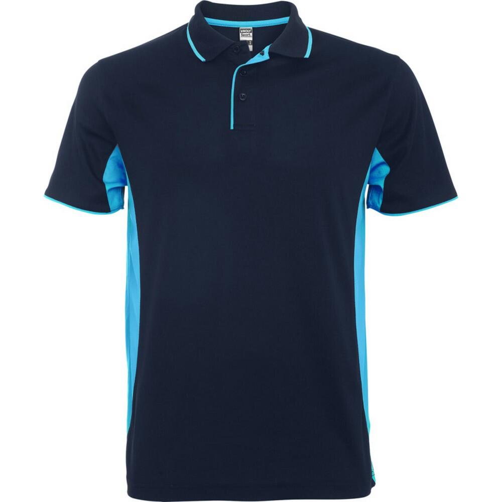 ROLY Unisex Adult Montmelo ShortSleeved Sports Polo Shirt (Navy Blue/Sky Blue)