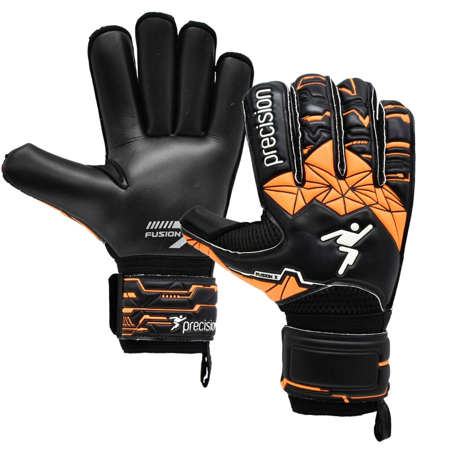 Unisex Adult Fusion X Roll Finger Protect Goalkeeper Gloves (Black/Fluorescent 1/2