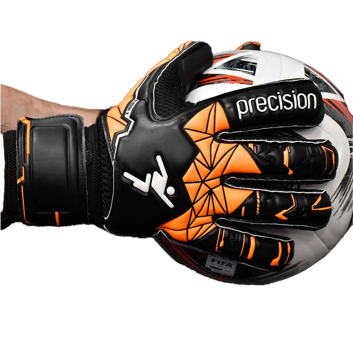 Unisex Adult Fusion X Roll Finger Protect Goalkeeper Gloves (Black/Fluorescent 2/2