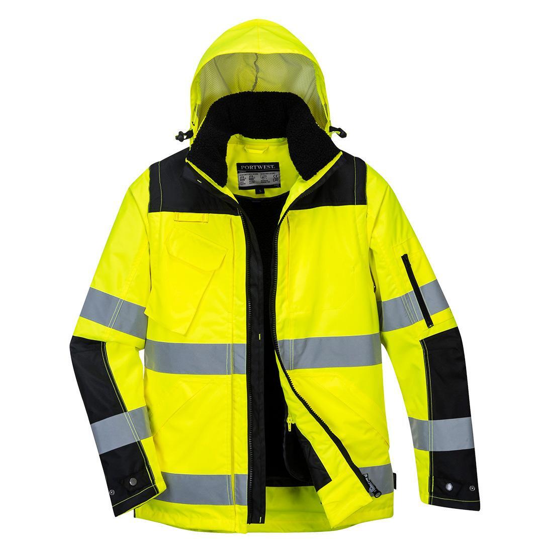 PORTWEST Mens HiVis 3 In 1 Winter Jacket (Yellow/Black)