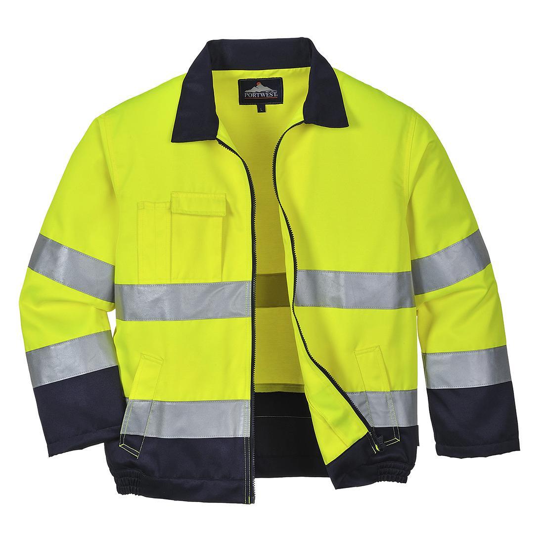 Mens Madrid Contrast HighVis Bomber Jacket (Yellow/Navy) 1/1