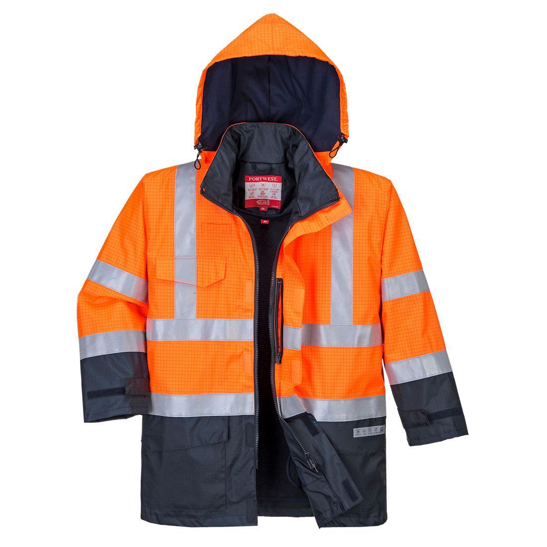 Mens Bizflame Rain HiVis Safety Jacket (Orange/Navy) 1/2