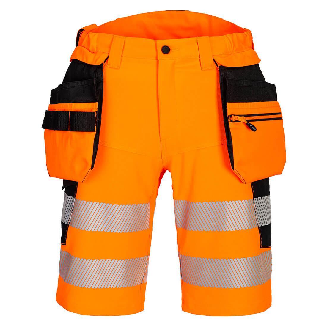 PORTWEST Unisex Adult DX4 HiVis Holster Pocket Safety Shorts (Orange/Black)
