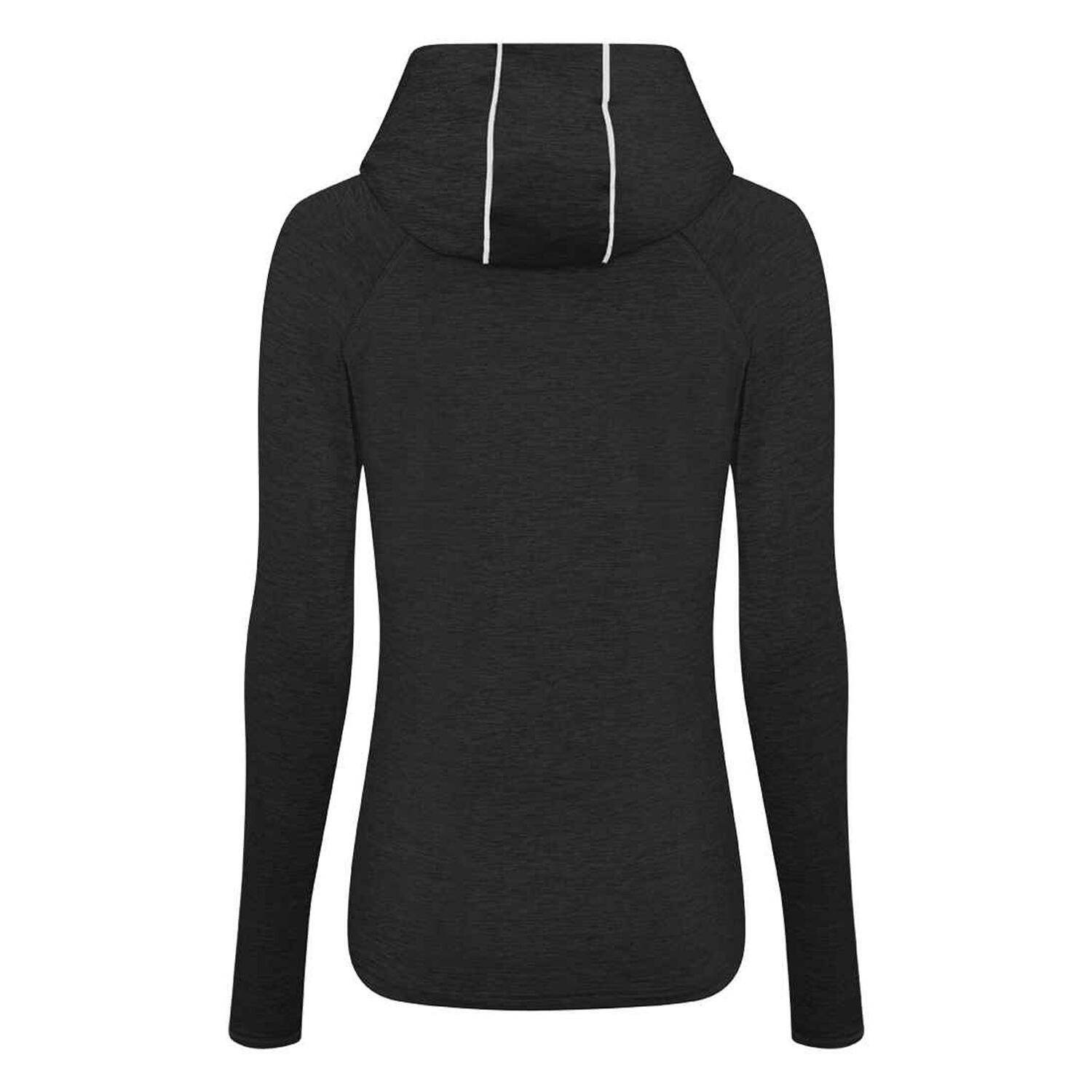 Just Cool Womens/Ladies Girlie Cowl Neck Baselayer Top (Black Slate Melange) 2/2