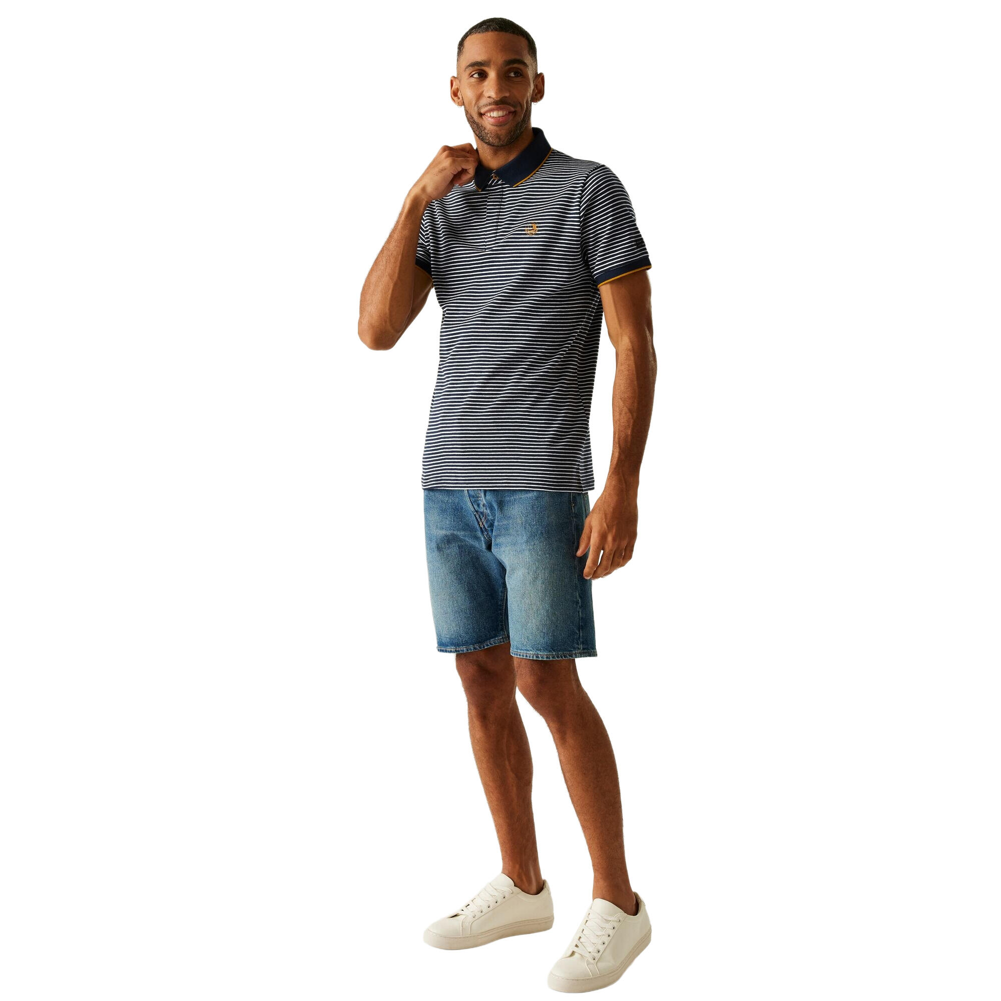 Polo Motif/style Rayé TIVER Homme (Bleu Marine / Blanc) 4/5