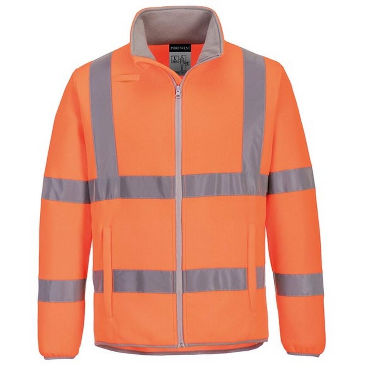 Unisex Adult Friendly HiVis Fleece Jacket (Orange) 1/1
