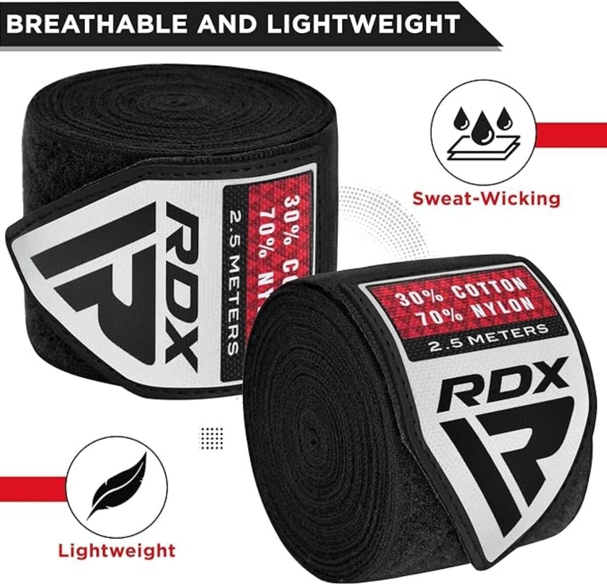 RDX Hand Wraps Pro 2.5m Schwarz Boxbandagen 4/6