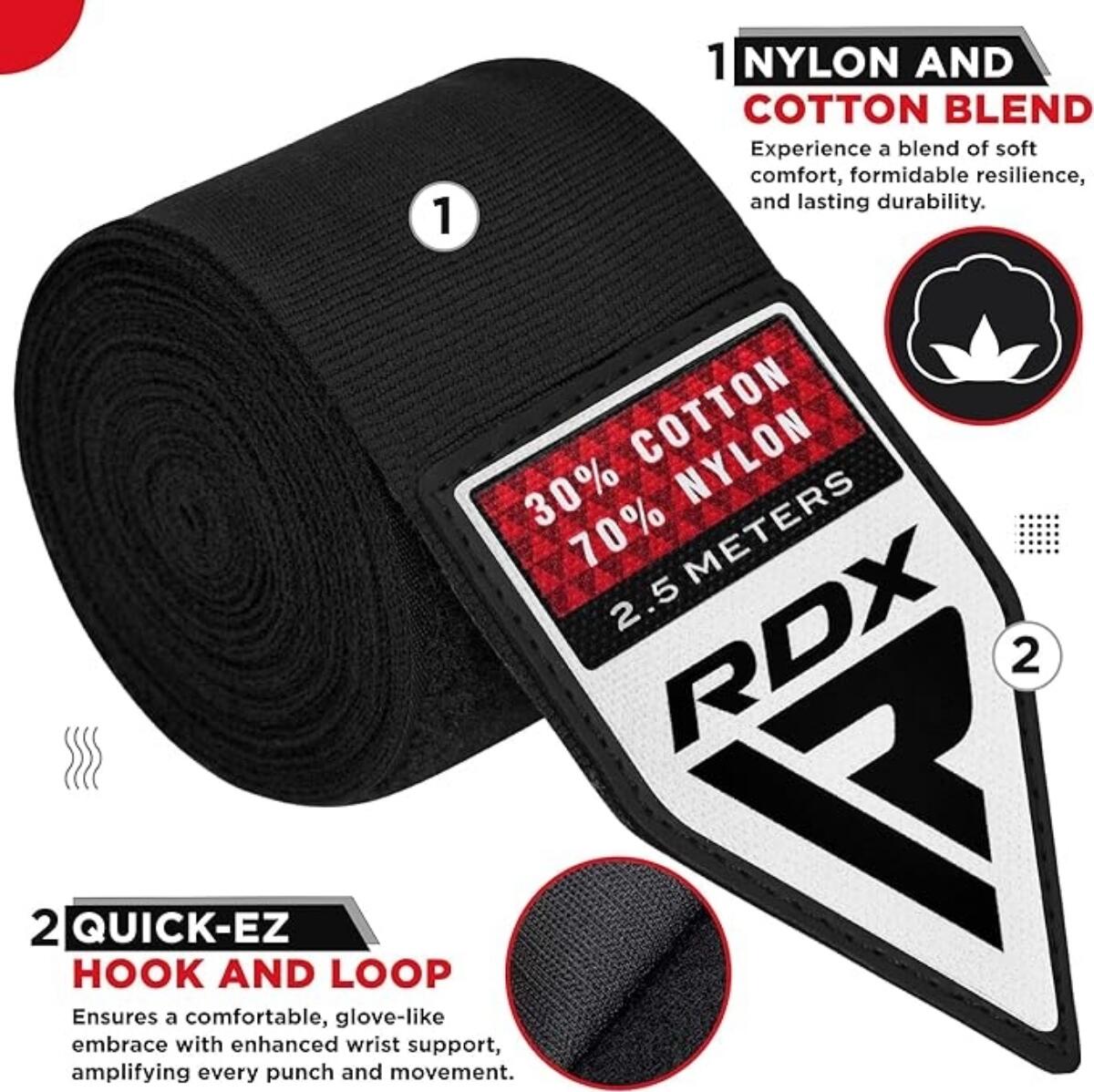 RDX Hand Wraps Pro 2.5m Schwarz Boxbandagen 6/6