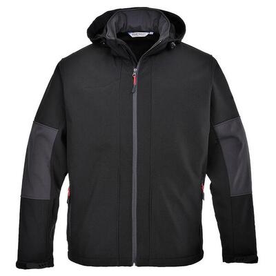 Heren soft shell jas met capuchon (zwart)