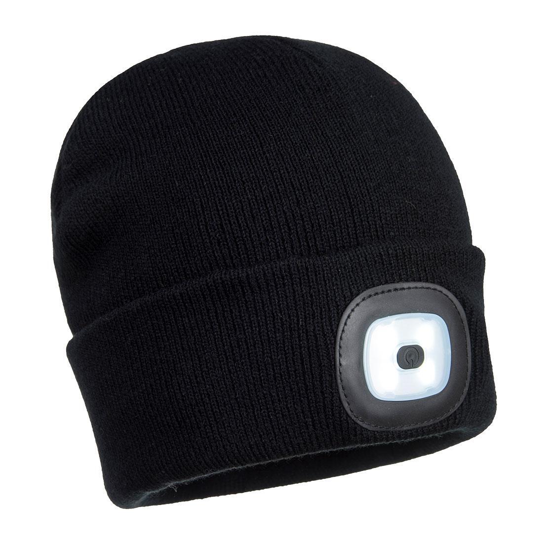 PORTWEST Unisex Adult Rechargeable Torch Beanie (Black)