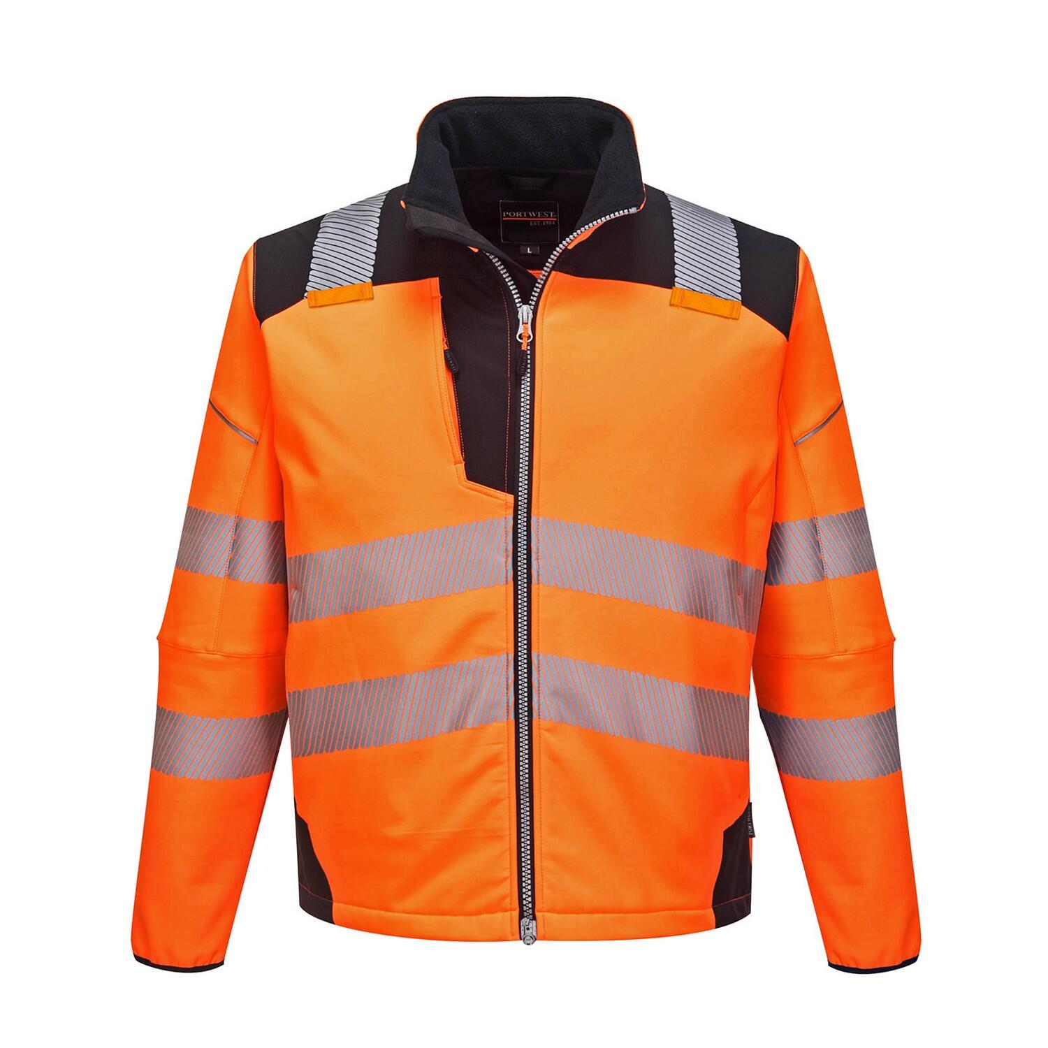 Unisex Adult PW3 HiVis Soft Shell Jacket (Orange/Black) 1/2