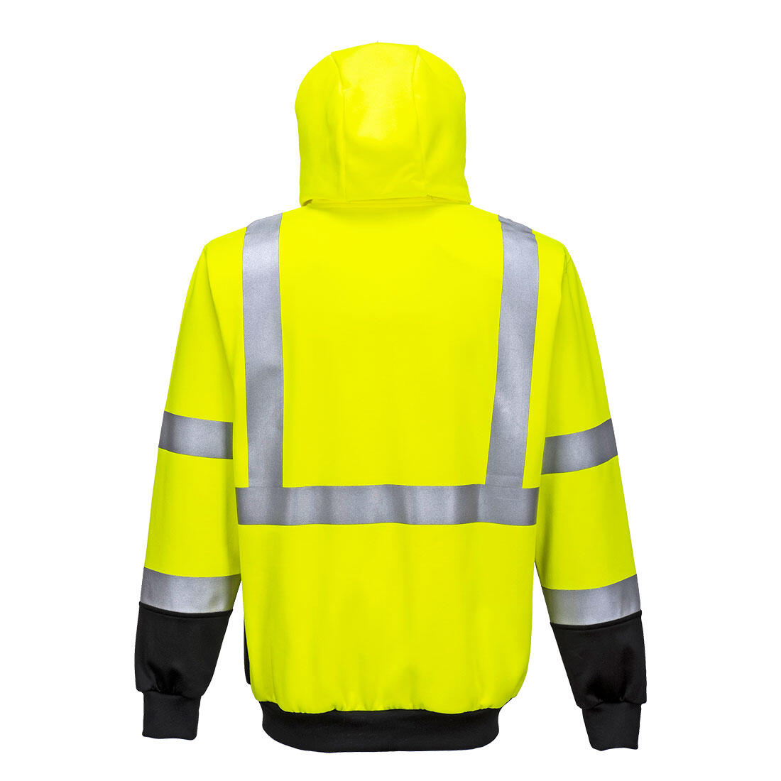 Mens Contrast HiVis Full Zip Hoodie (Yellow/Black) 2/2