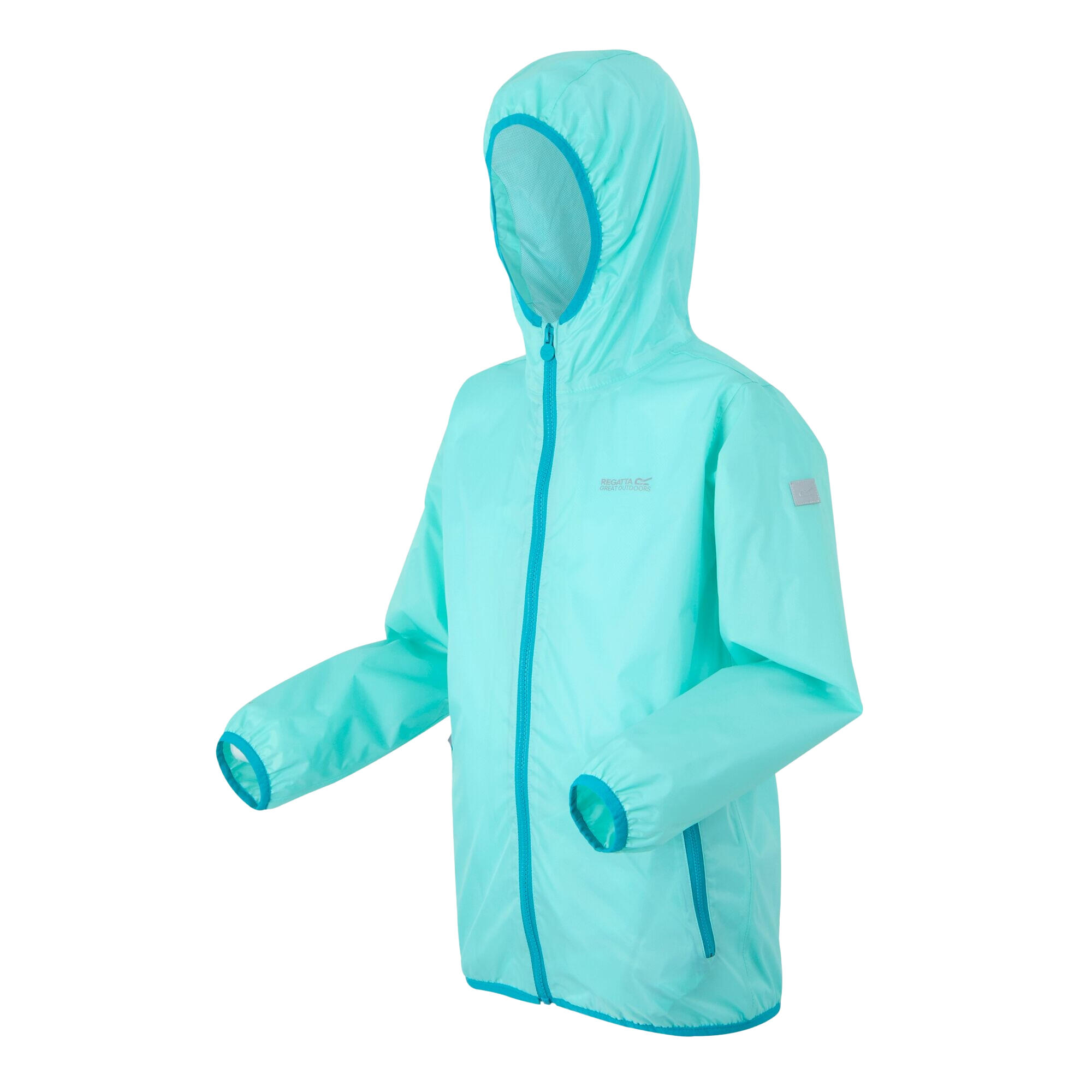 Great Outdoors Childrens/Kids Lever II Packaway Rain Jacket (Aruba Blue/Exotic 3/5
