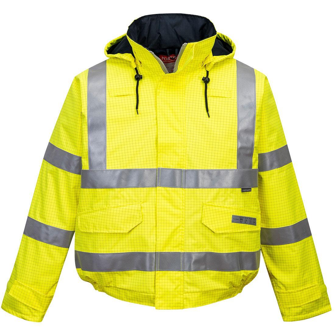 Mens HiVis Bizflame Rain AntiStatic Bomber Jacket (Yellow) 1/2