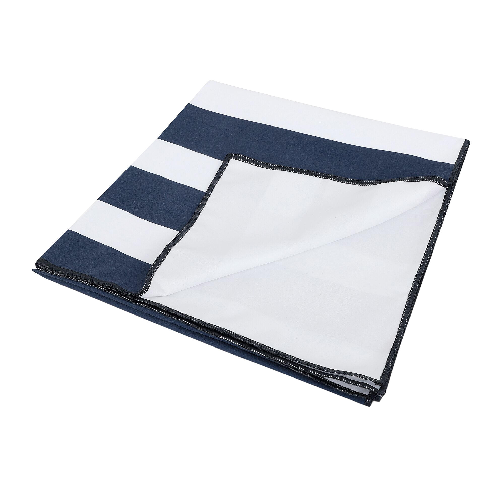 Gestreepte microvezel strandhanddoek (Wit/Zwaar) 2/4