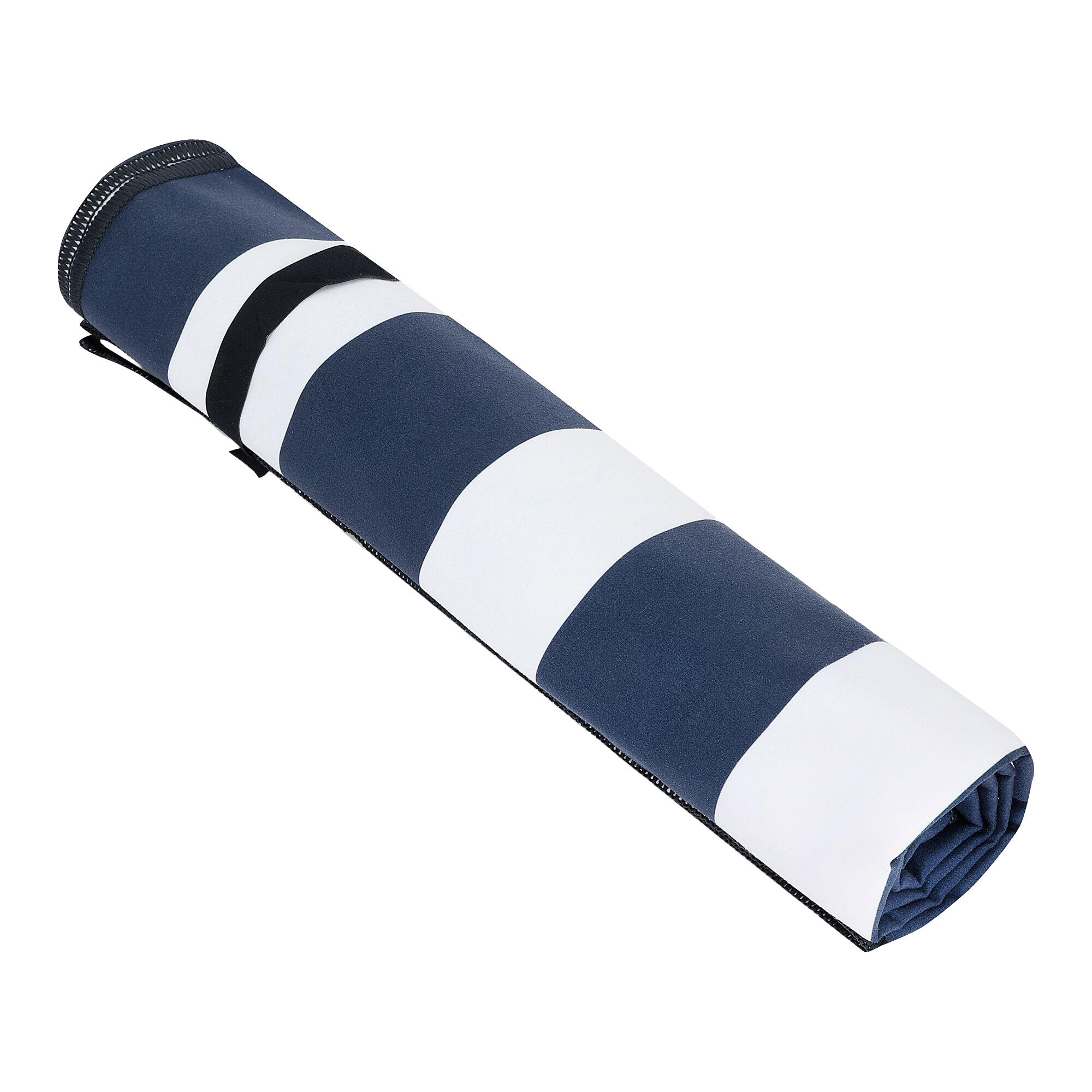 Gestreepte microvezel strandhanddoek (Wit/Zwaar) 3/4