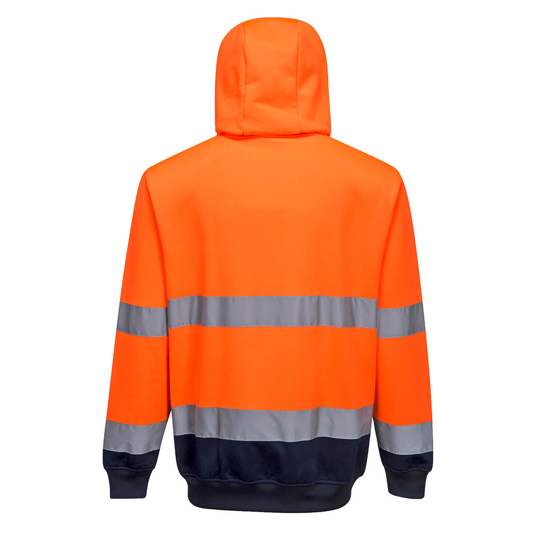 Mens Contrast Safety Full Zip Hoodie (Orange/Navy) 1/2