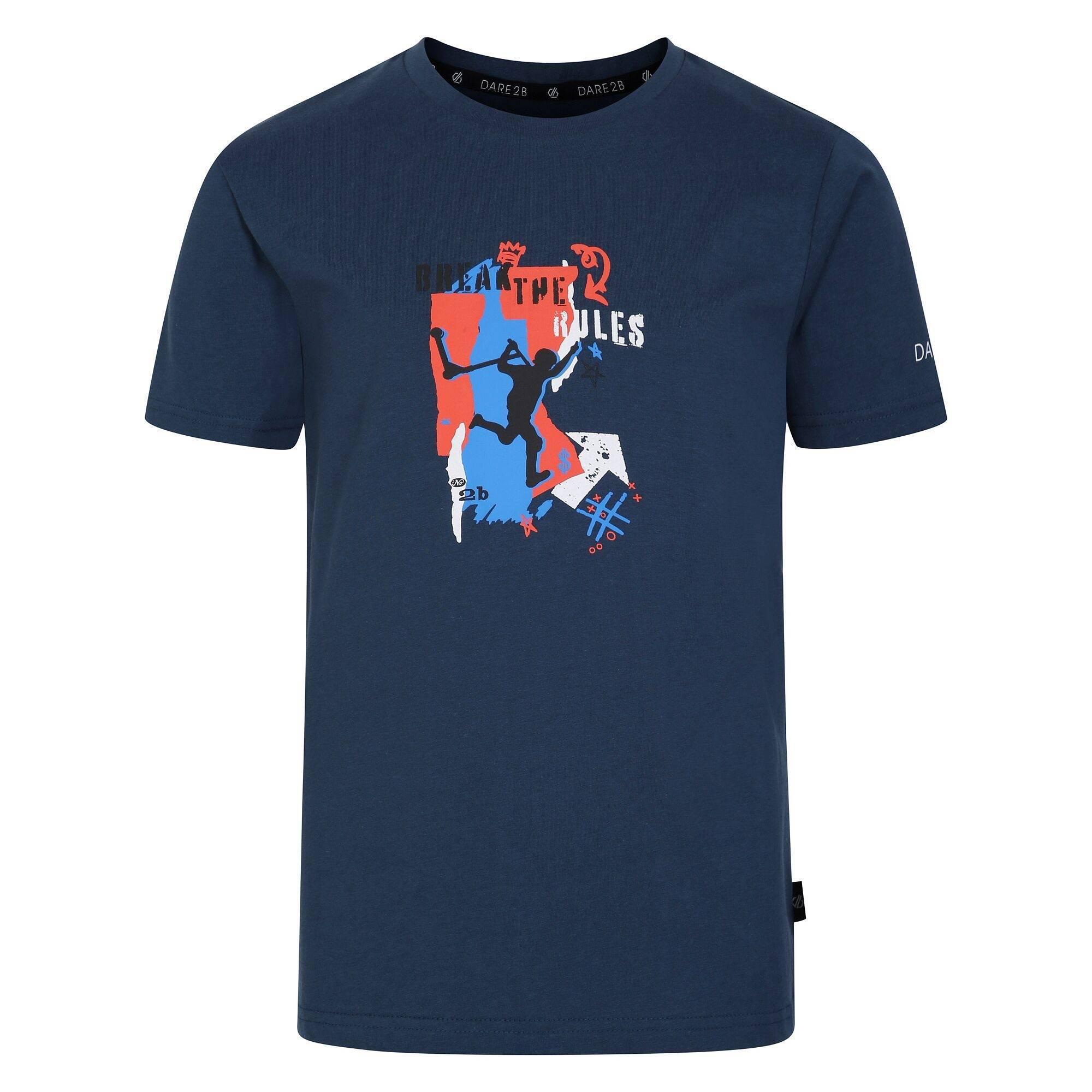 Dare 2b - Tshirt Motif/style Razdemarée Trailblazer Enfant (denim Sombre / Pêche Foncée) - T-shirt Manches Courtes - Bleu|gris - 11-12 Ans / 152-158 Cm - Decathlon