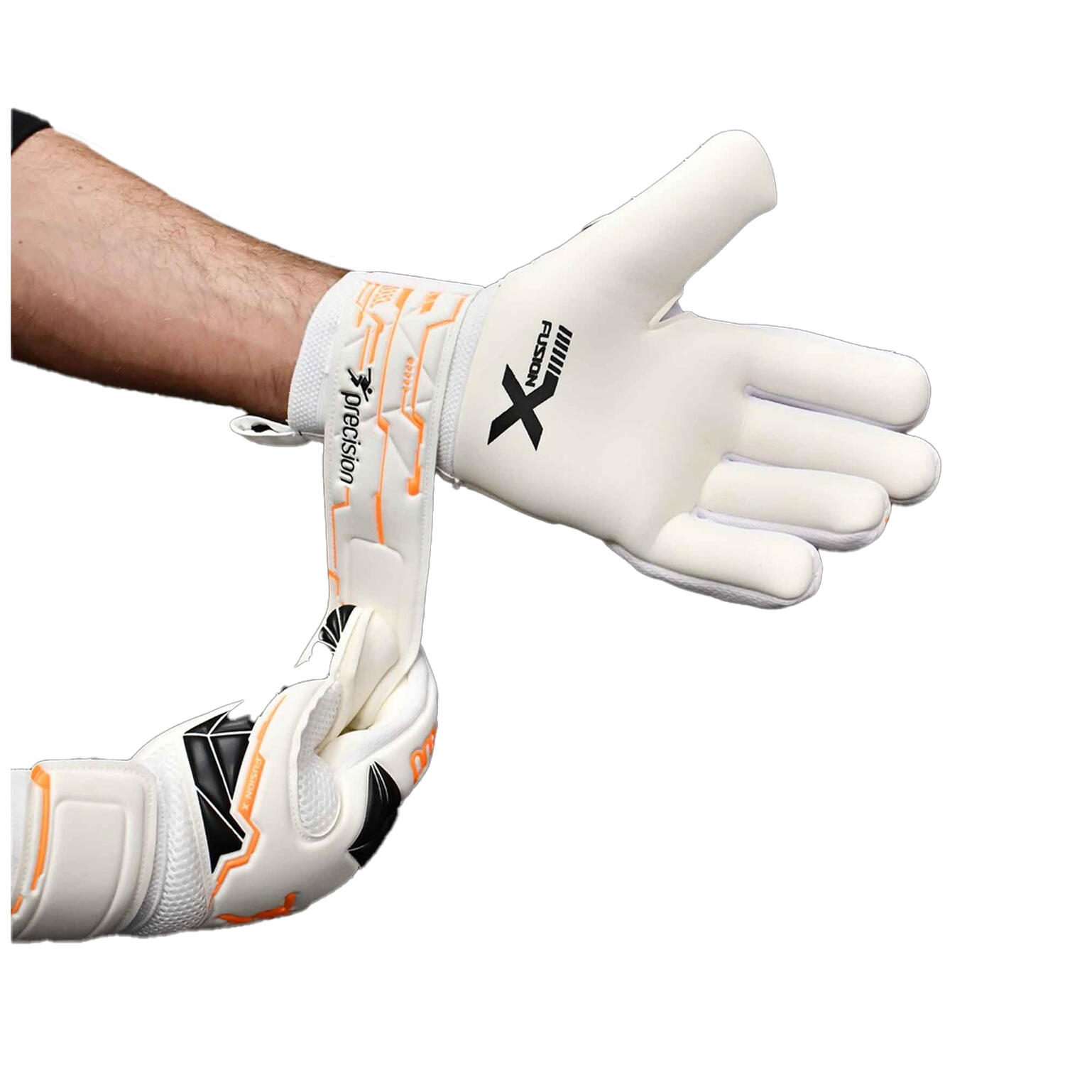 Childrens/Kids Fusion X Negative Replica Goalkeeper Gloves (White/Fluorescent 2/3