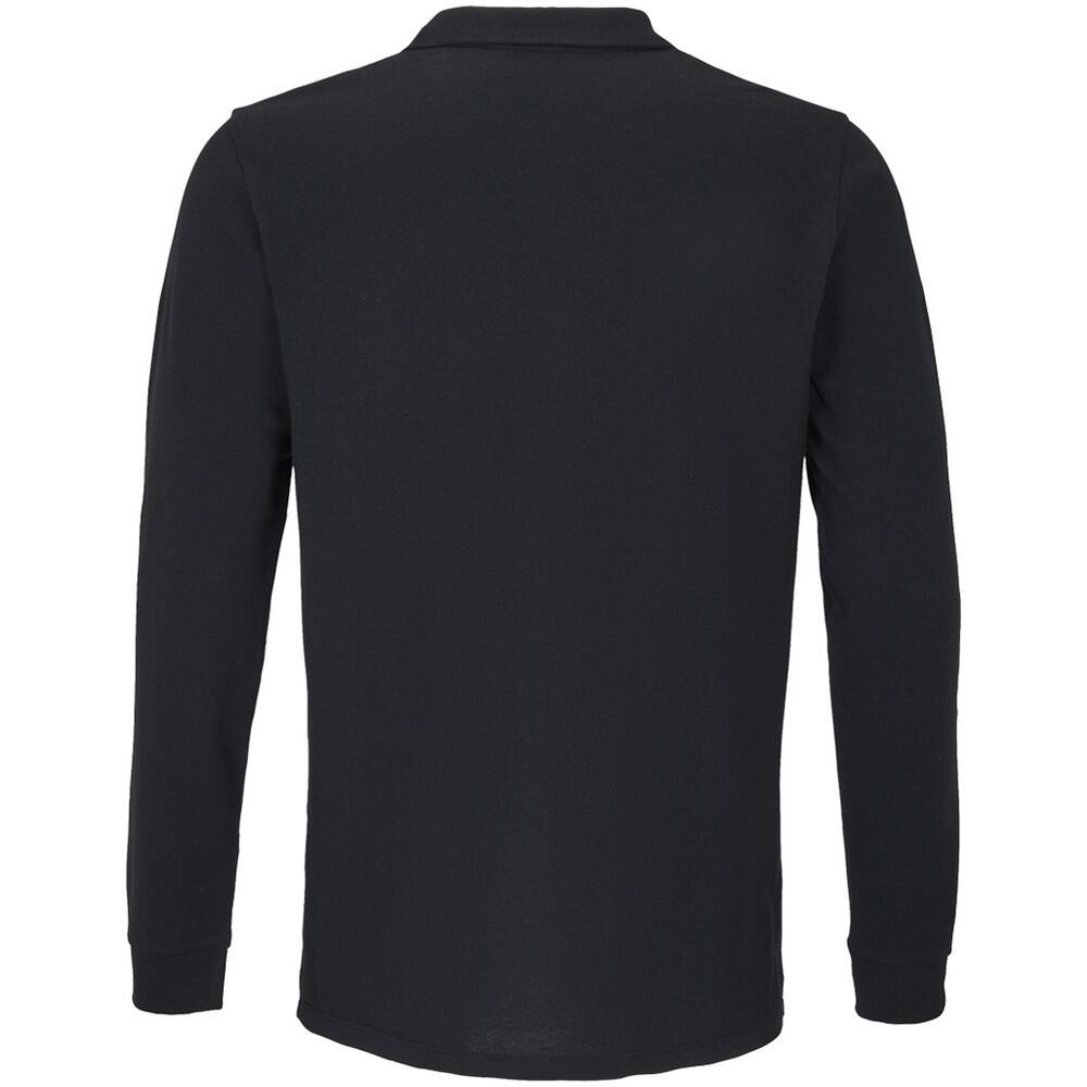 Unisex Adult Planet Piqué LongSleeved Polo Shirt (Black) 2/4