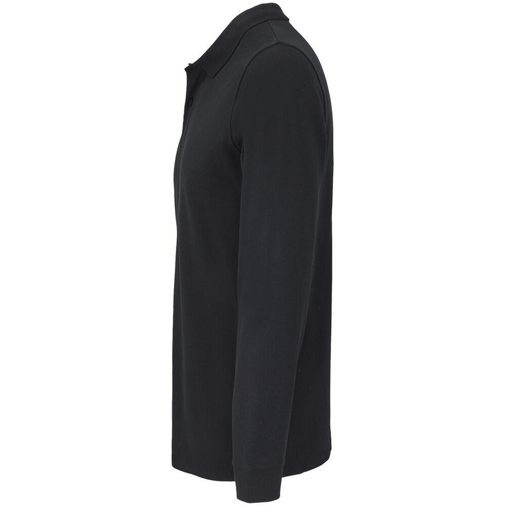 Unisex Adult Planet Piqué LongSleeved Polo Shirt (Black) 3/4