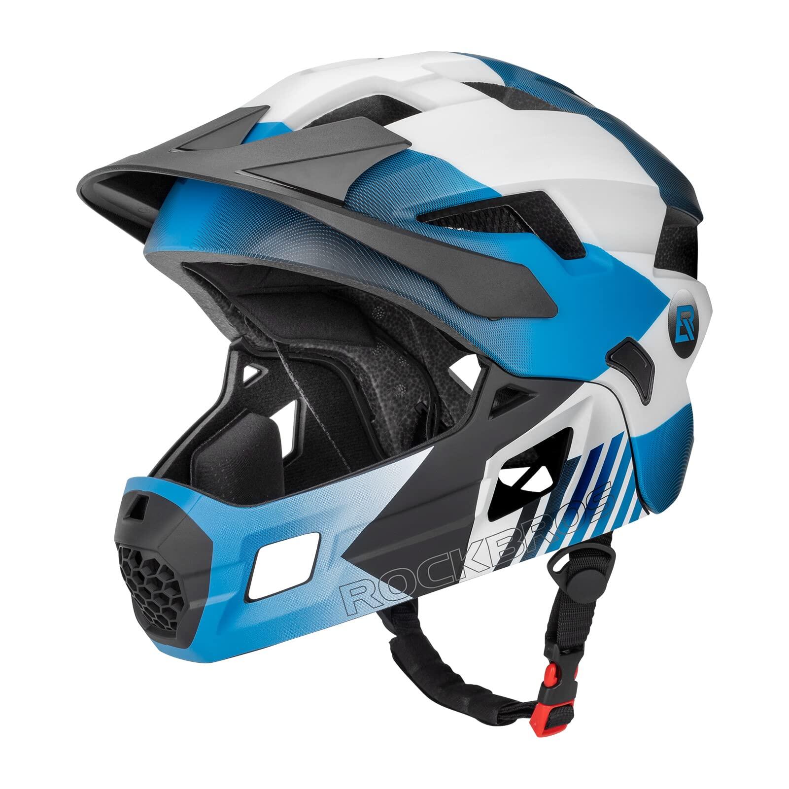 Rockbros - Rockbros Casque Bmx D'Enfant, Casques Intégral Vélo Vtt, S/m(48-58cm) - Casque - Blanc|bleu|noir - 48-53 Cm - Decathlon