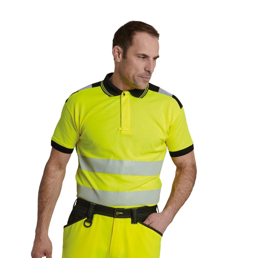 Unisex Adult HiVis Polo Shirt (Yellow/Black) 3/3