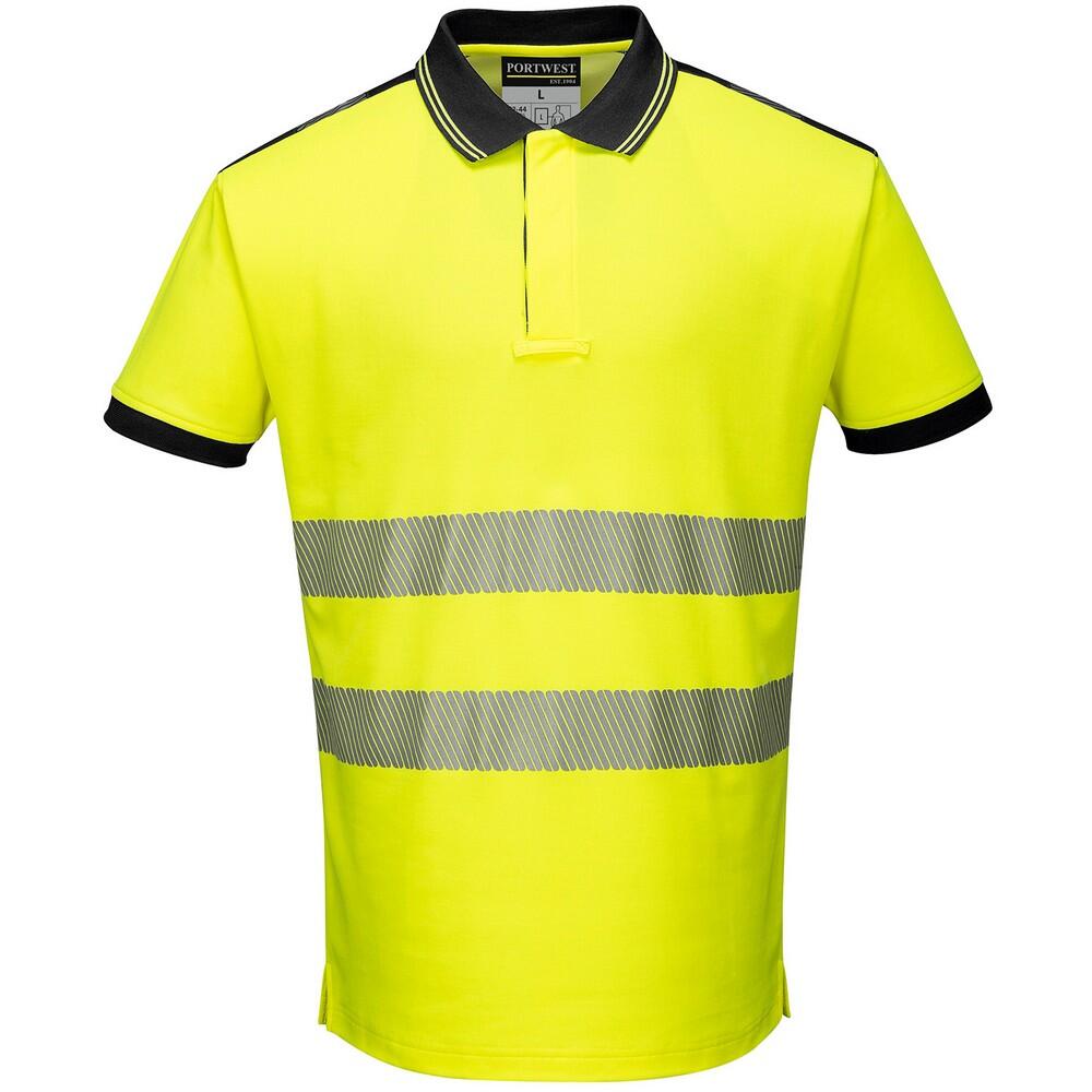 Unisex Adult HiVis Polo Shirt (Yellow/Black) 1/3