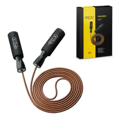 Leren springtouw boksen crossfit lagers eva antislip double unders 260cm bruin