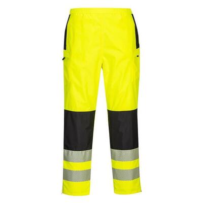 Dames pw3 hivis regenbroek (geel/zwart)