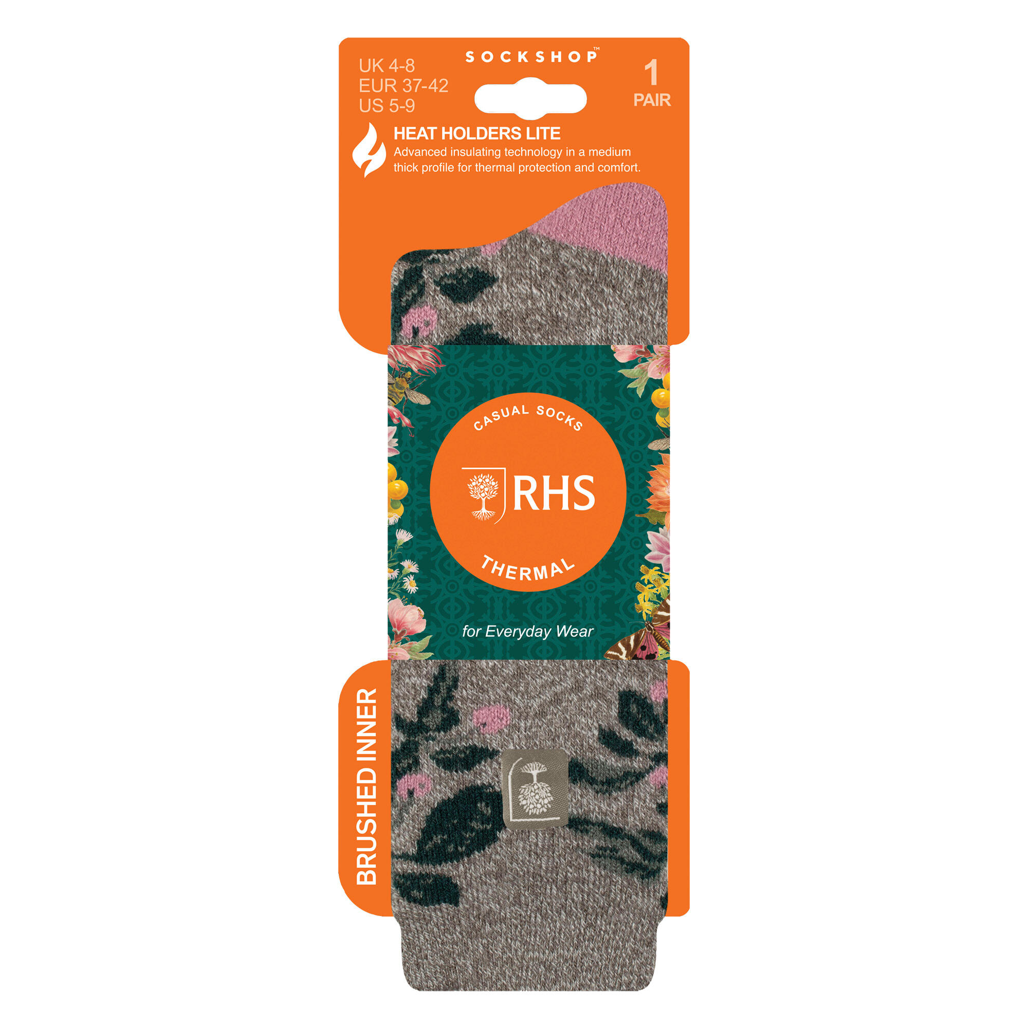 Womens Thermal Socks | Thin Floral Patterned Fleece Socks 2/6