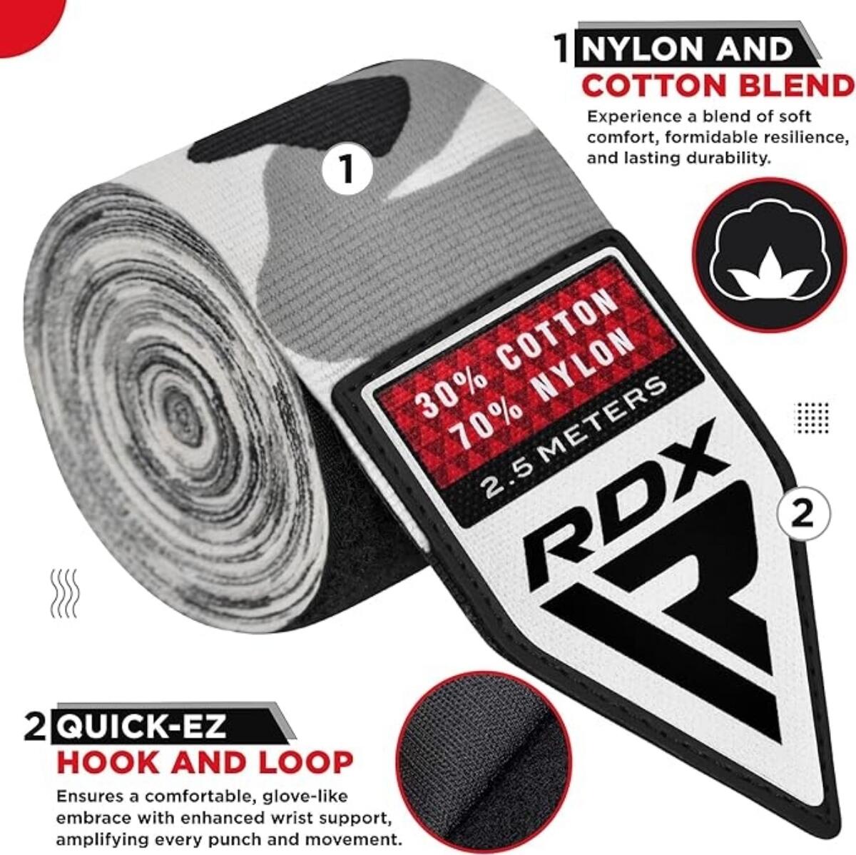 Bandes de Boxe RDX Hand Wraps Pro 2.5m Camo 3/5