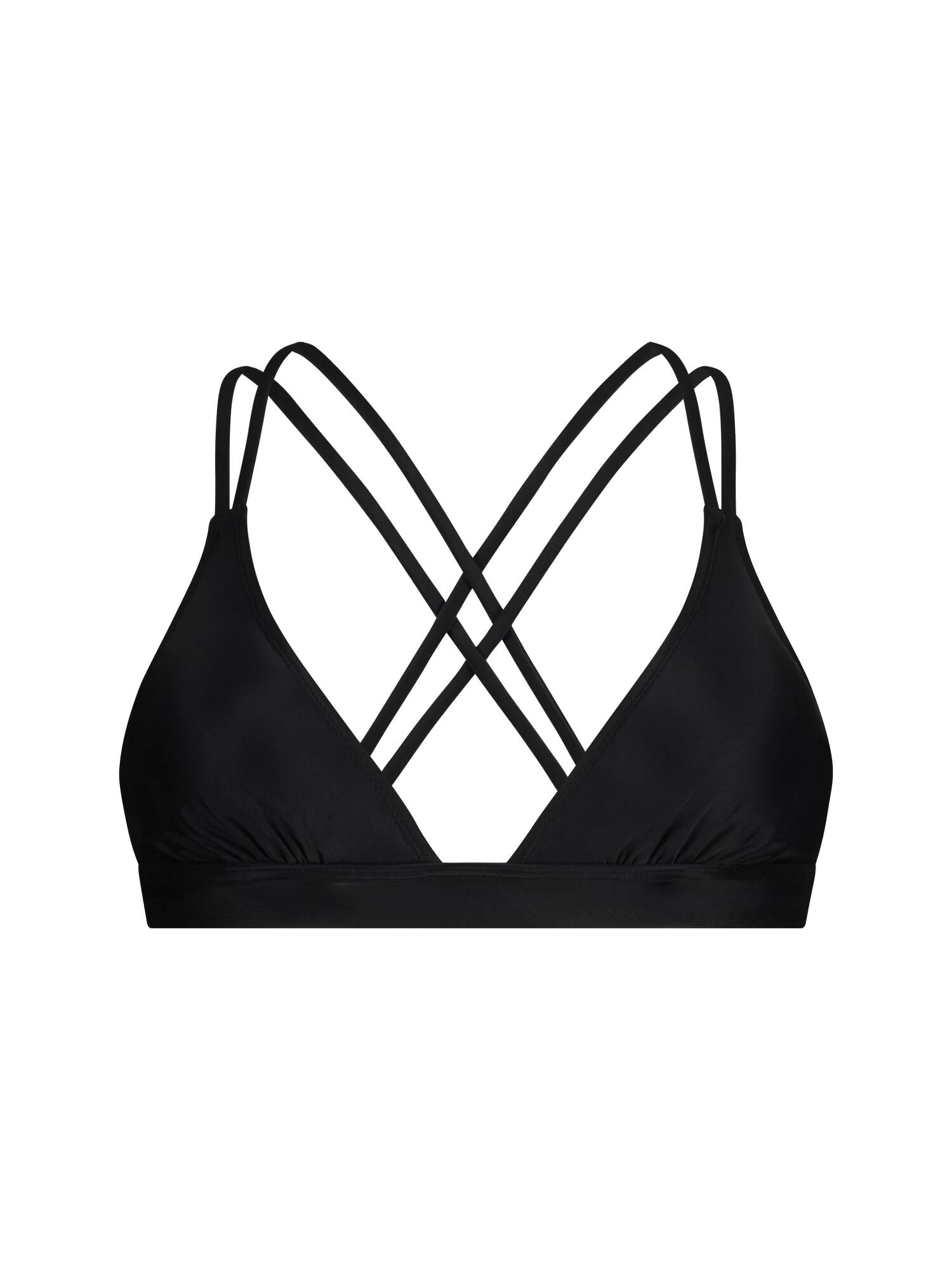 WALLIEN Women's Crossed Back Bikini Top for Swimming, surfing, kiting, diving – Black